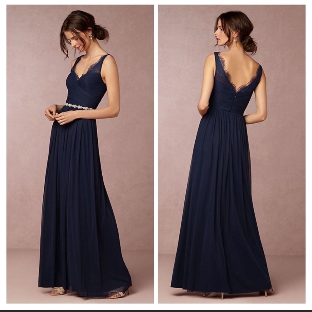 Navy Anthropologie BHLDN Hitherto Fleur Dress